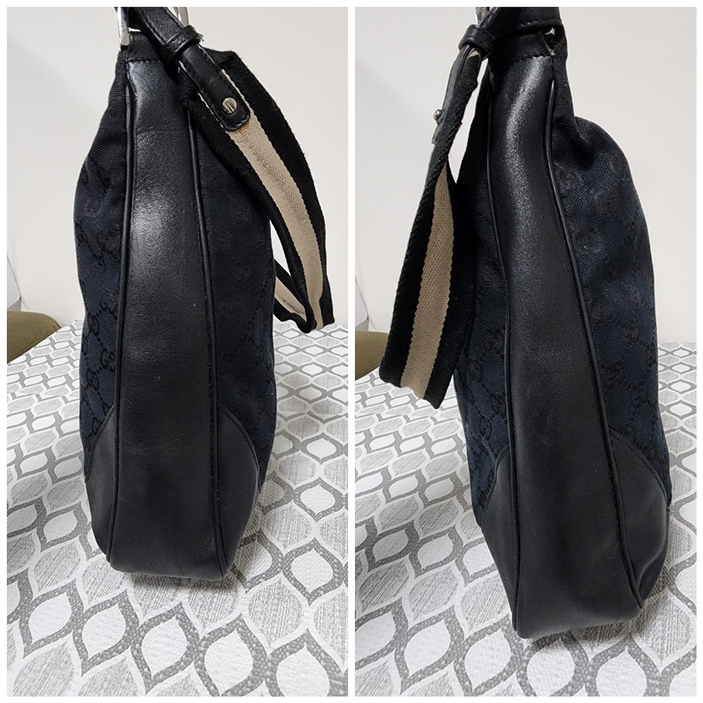 Gucci Vintage GG Canvas Bamboo Satchel Bag Black - Picture 8 of 13